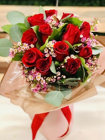 One Doz Red rose wrap bouquet