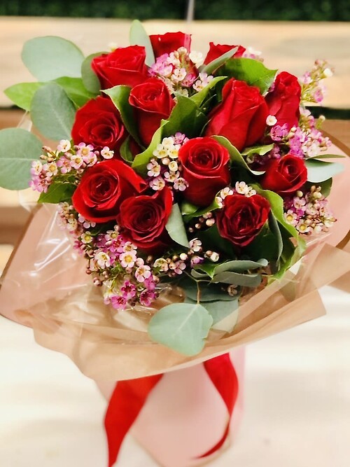 One Doz Red rose wrap bouquet