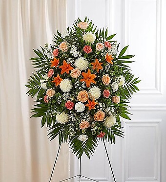 Peach, Orange and White Sympathy Standing Spray