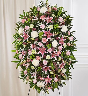 Pink Pastel colors Sympathy Standing Spray