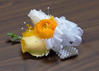 Double yellow and single white rose