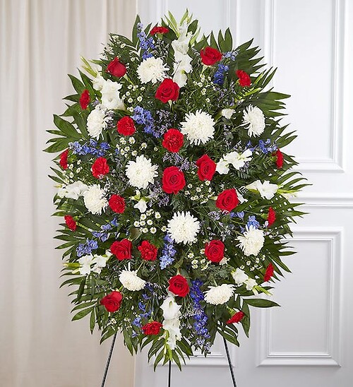 Red, White and  Blue Sympathy Standing Spray