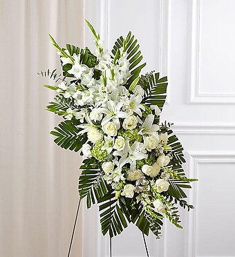 White Lily Sympathy Standing Spray