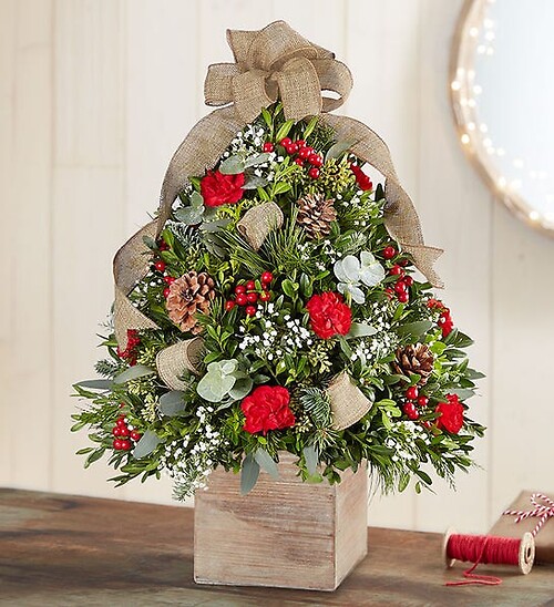 Holiday fresh flowers tree/Cozy Cabin Holiday tree