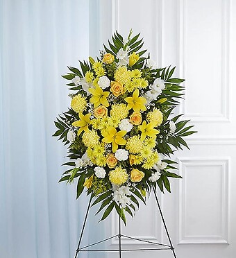 Yellow and White Sympathy Standing Spray